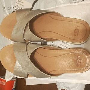 Like New Silver leather UGG sandals